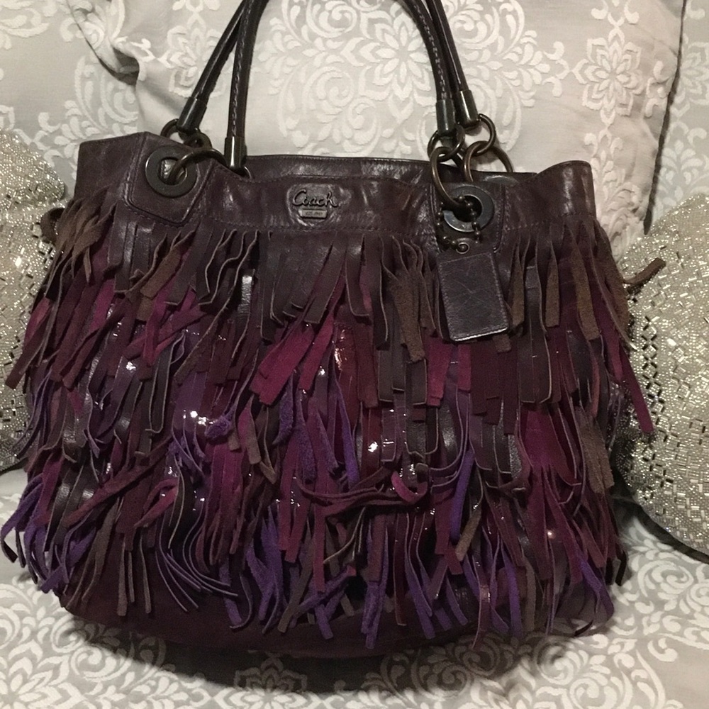Ladies  Purple Suede Coach Hand Bag